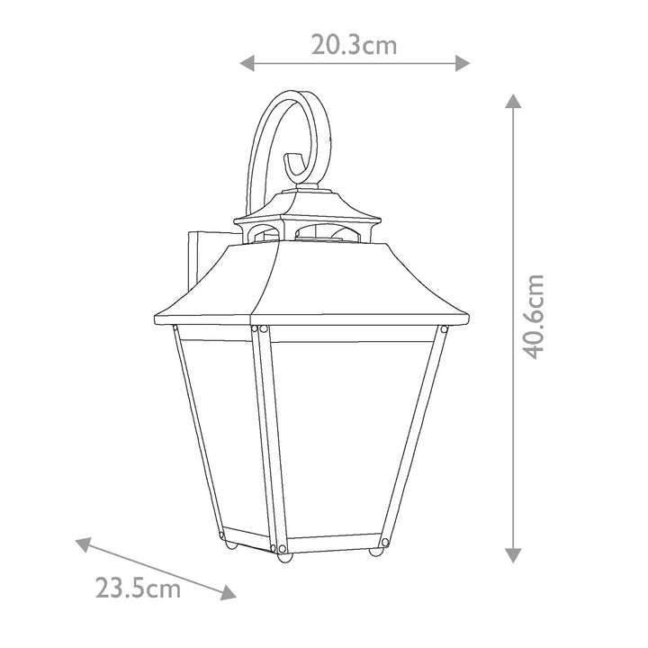 Norlys Galena 1 Light Medium Wall Lantern FE-GALENA2-M-SBL Sable