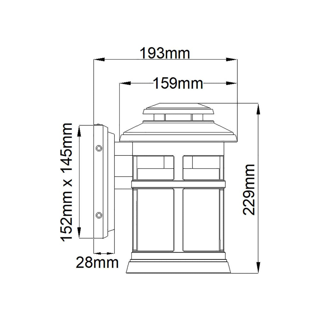 Norlys Newport 1 Light Wall Lantern FE-NEWPORT-S-PBS Painted Brushed Steel