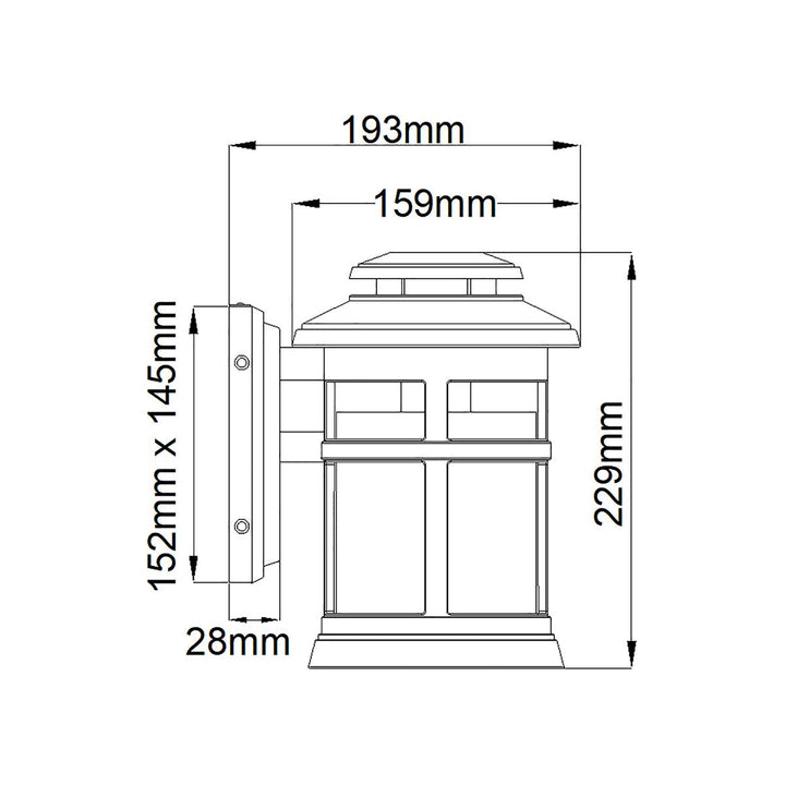 Norlys Newport 1 Light Wall Lantern FE-NEWPORT-S-PBS Painted Brushed Steel