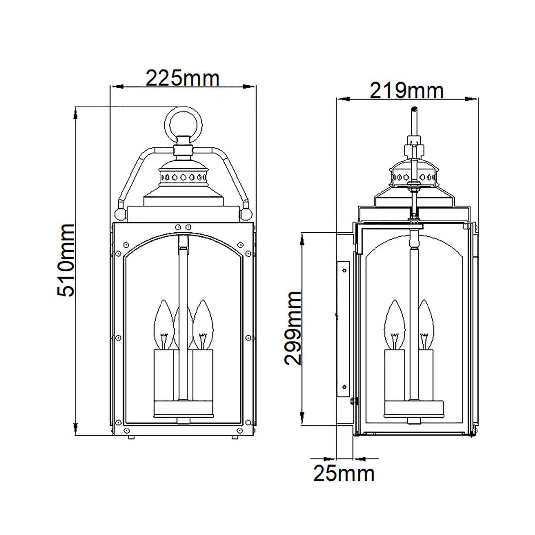 Norlys Randhurst 3 Light Large Wall Lantern FE-RANDHURST-L-CO Copper Oxide