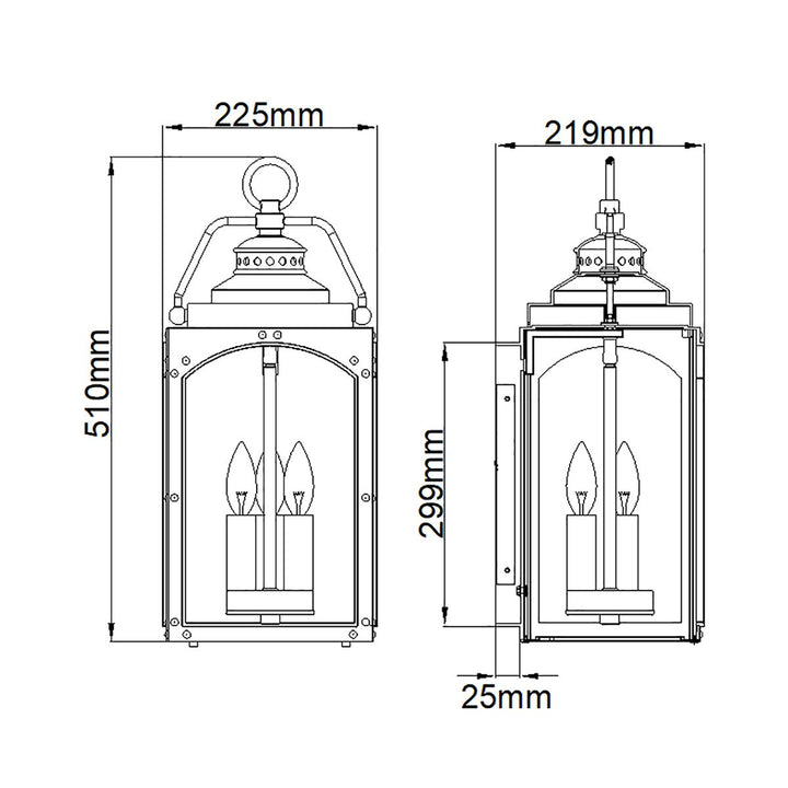 Norlys Randhurst 3 Light Large Wall Lantern FE-RANDHURST-L-CO Copper Oxide