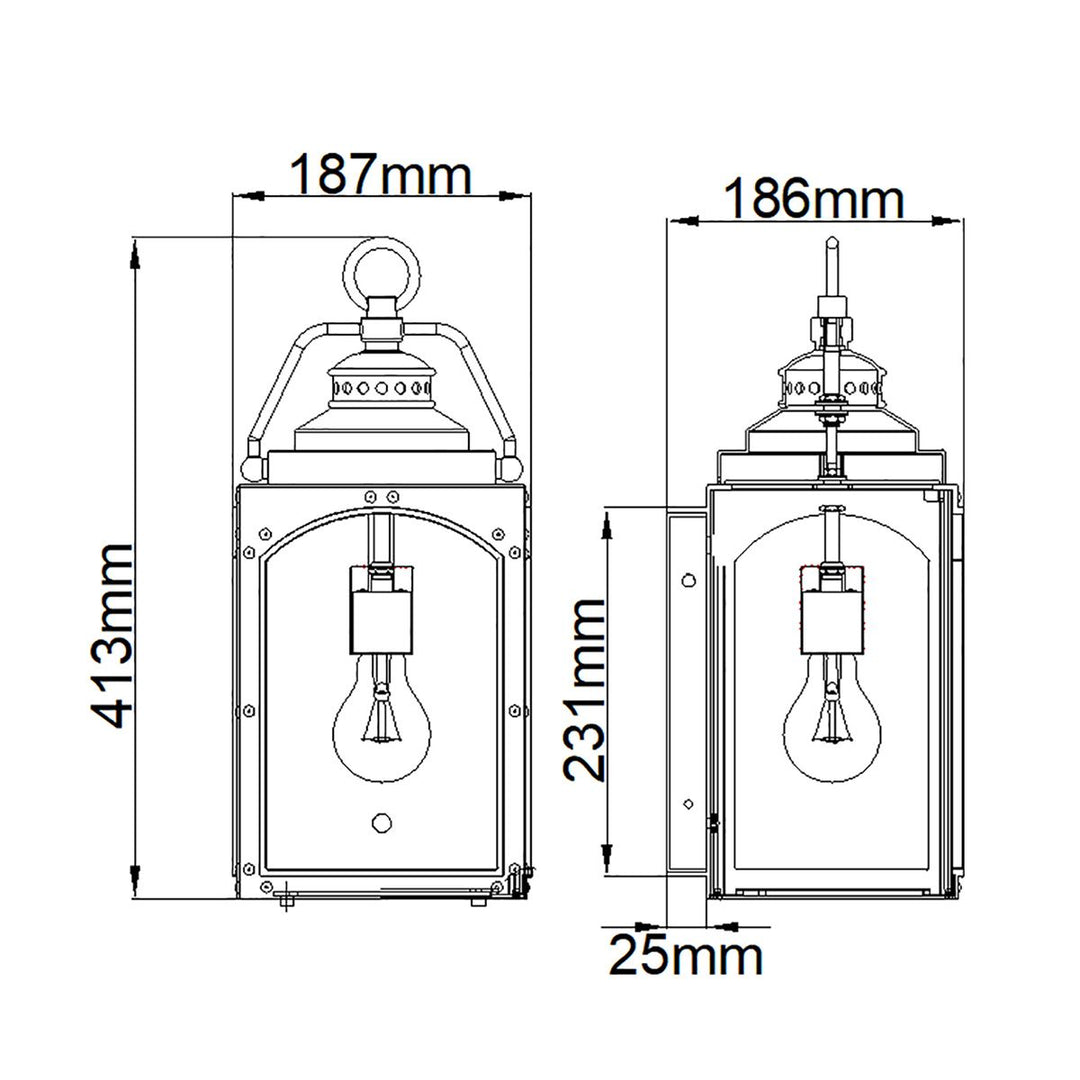 Norlys Randhurst 1 Light Medium Wall Lantern FE-RANDHURST-M-CO Copper Oxide