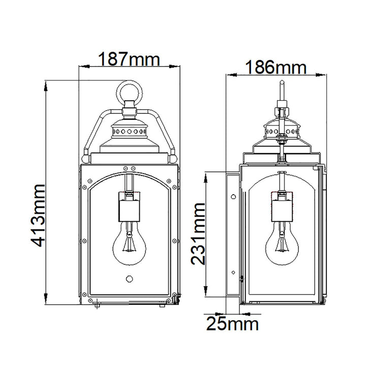 Norlys Randhurst 1 Light Medium Wall Lantern FE-RANDHURST-M-CO Copper Oxide