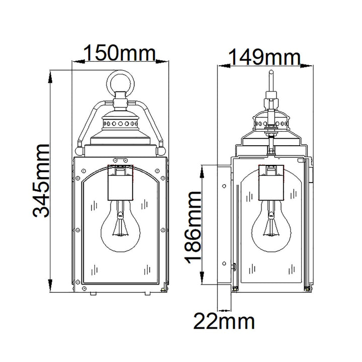 Norlys Randhurst 1 Light Small Wall Lantern FE-RANDHURST-S-CO Copper Oxide