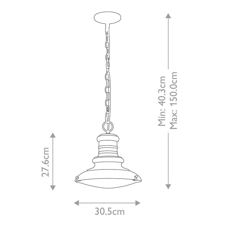 Norlys Redding Station 1 Light Medium Chain Lantern FE-REDDING8-M-RB Restoration Bronze