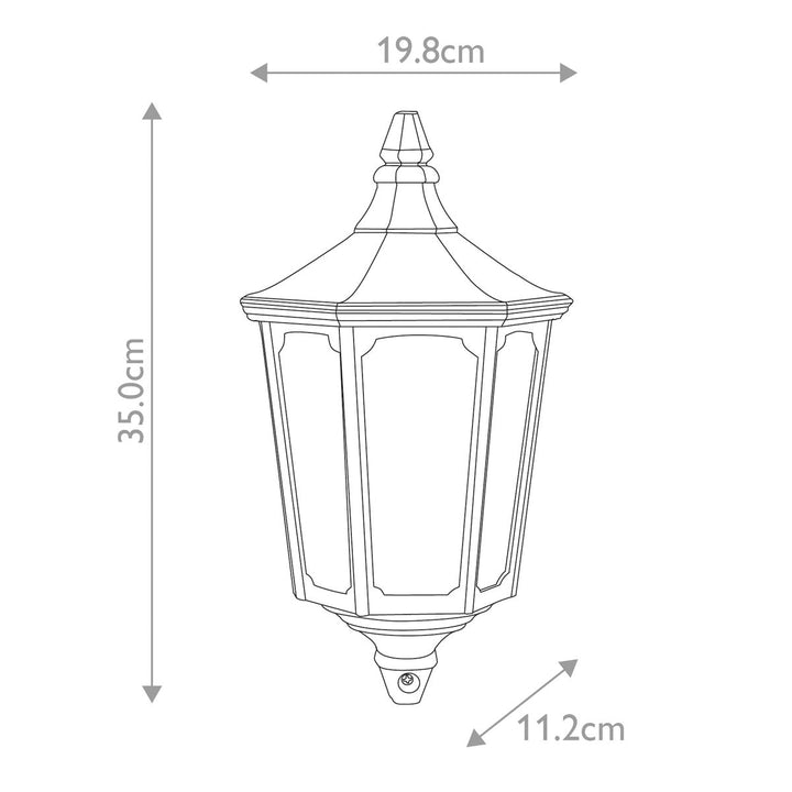 Norlys Cricklade 1 Light Half Lantern GZH-CKL7 Black/Gold