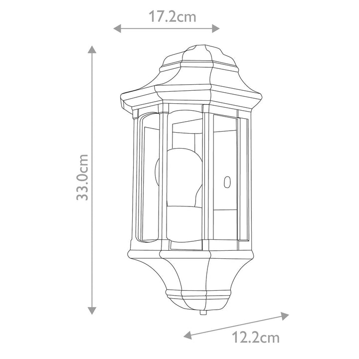 Norlys Newbury 1 Light Half Lantern GZH-NB7 Black