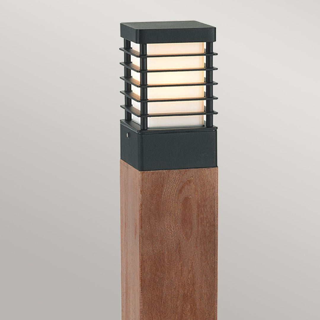 Elstead Lighting Halmstad 1 Light Large Wooden Bollard - Black H-STADSW-L-E27-B Black