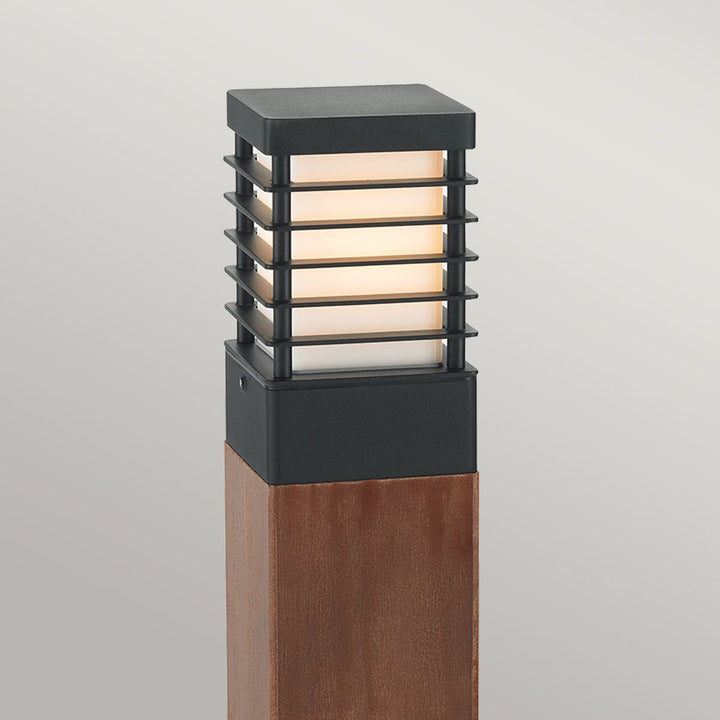 Elstead Lighting Halmstad 1 Light Medium Wooden Bollard - Black H-STADSW-M-E27-B Black