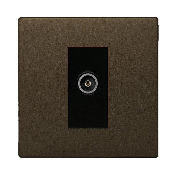 Hartland CFX Richmond Bronze 1-Gang Non-Isolated Female TV Socket with Black Insert 7RBCDTVFB