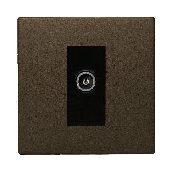 Hartland CFX Richmond Bronze 1-Gang Non-Isolated Female TV Socket with Black Insert