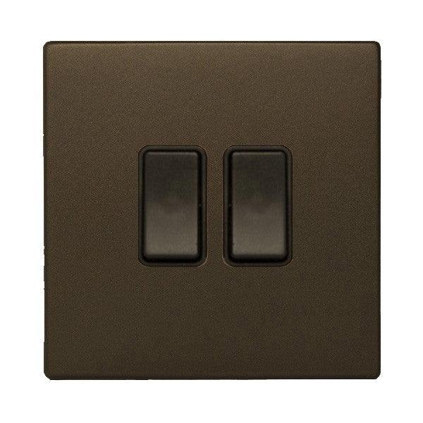 Hartland CFX Richmond Bronze 2-Gang 10AX 2-Way Switch with Black Rockers and Black Surround