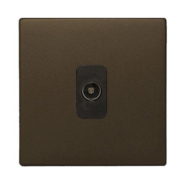 Hartland CFX Richmond Bronze 1-Gang Non-Isolated 1 In/1 Out TV Socket with Black Insert 7RBCTVB