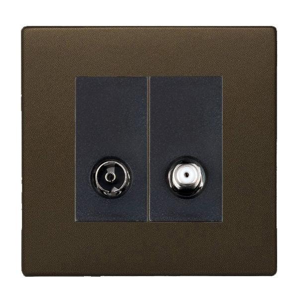 Hartland CFX Richmond Bronze Non-Isolated 2 In/2 Out TV and Satellite Socket with Black Insert 7RBCTVSATB