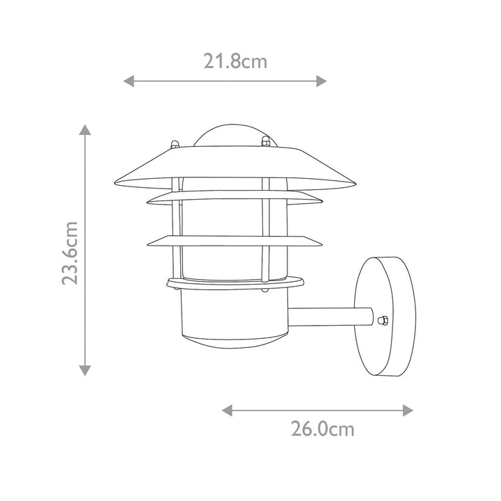Norlys Helsingor 1 Light Wall Lantern HELSINGOR-BK Black