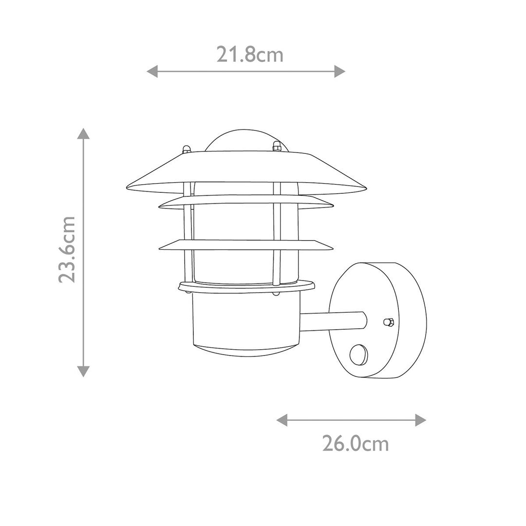 Norlys Helsingor 1 Light PIR Wall Lantern HELSINGOR-PIR-BK Black