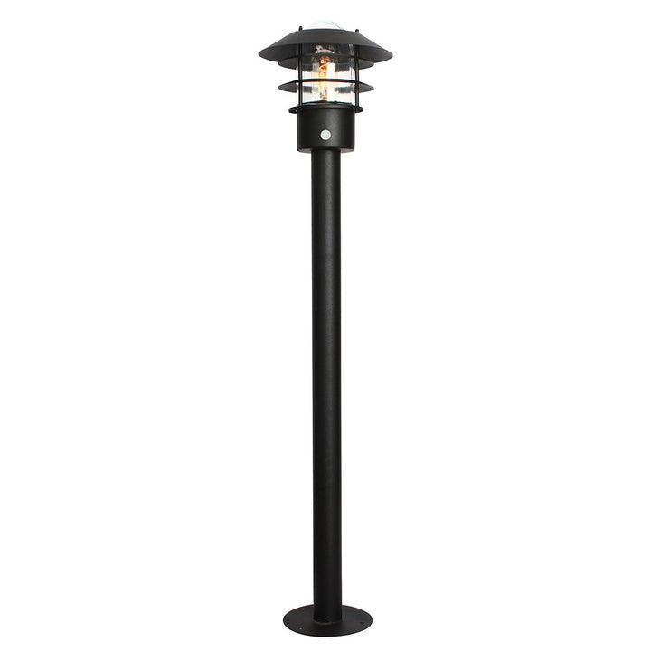 Norlys Helsingor 1 Light Bollard Lantern with PIR HELSINGOR-PIR-BOL-BK Black