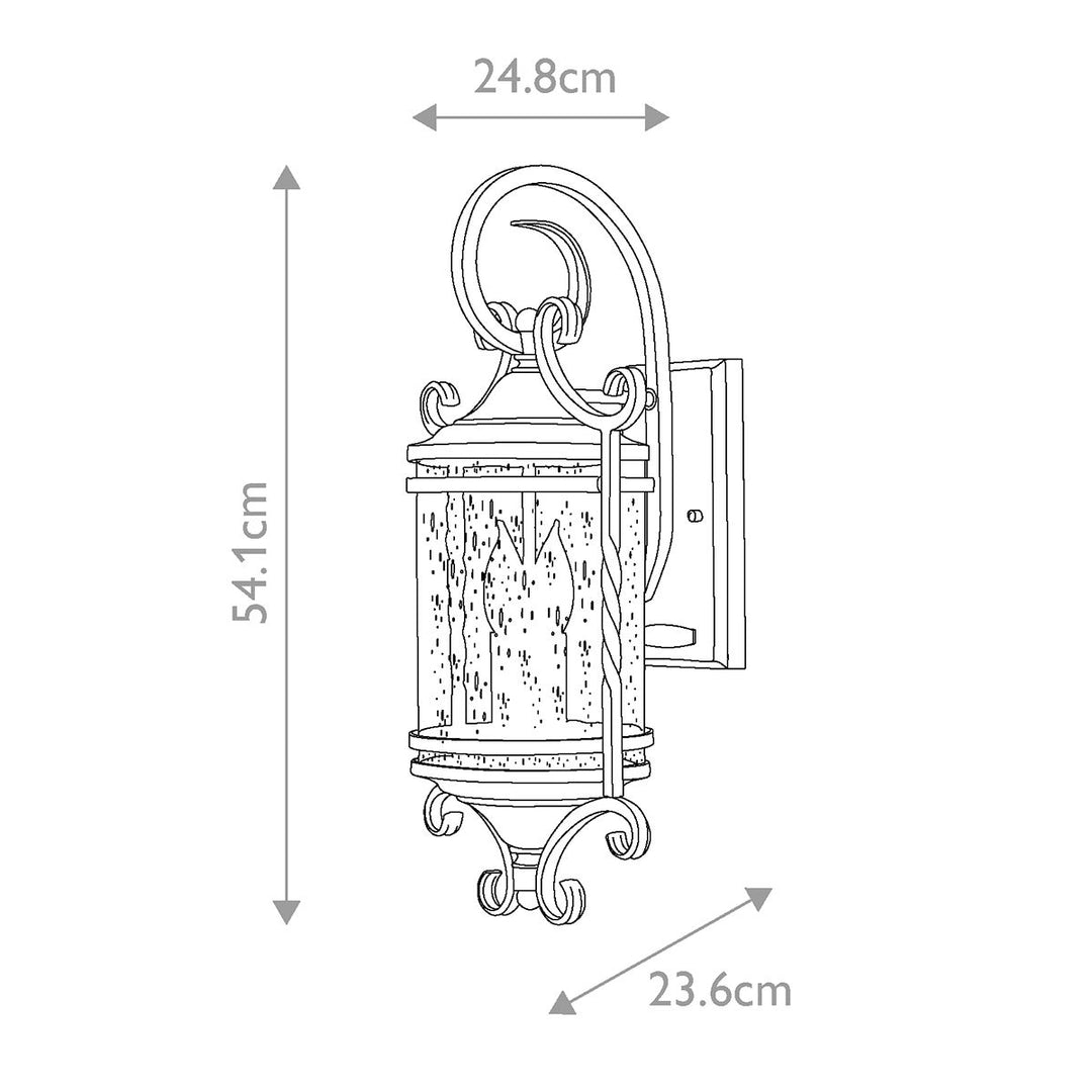 Norlys Casa 2 Light Wall Lantern HK-CASA-M Olde Black 