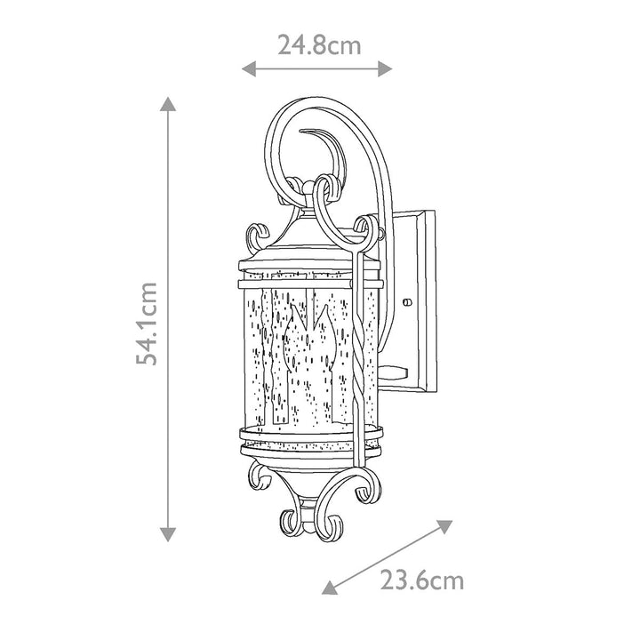 Norlys Casa 2 Light Wall Lantern HK-CASA-M Olde Black 