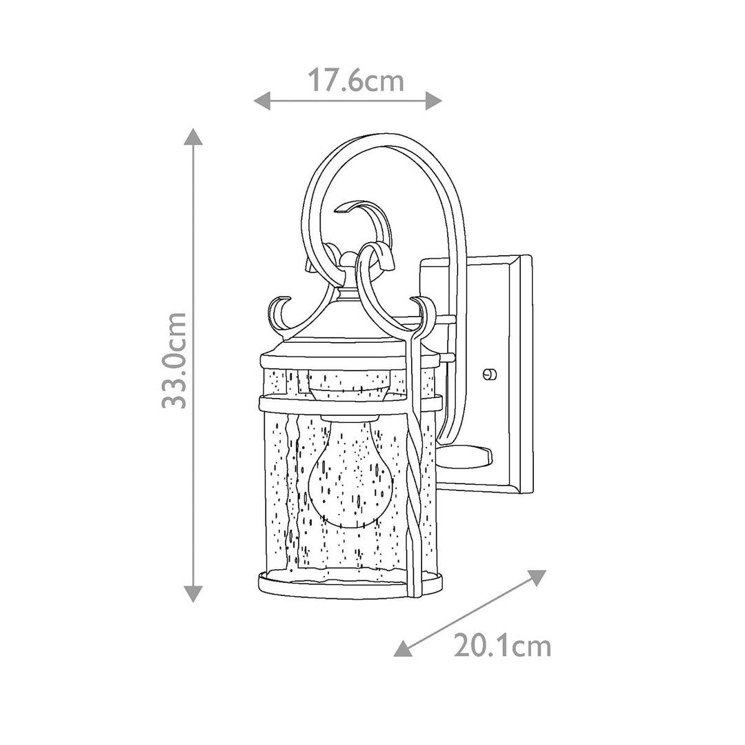Norlys Casa 1 Light Wall Lantern HK-CASA-S Olde Black