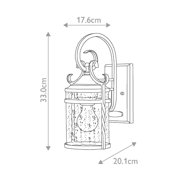 Norlys Casa 1 Light Wall Lantern HK-CASA-S Olde Black