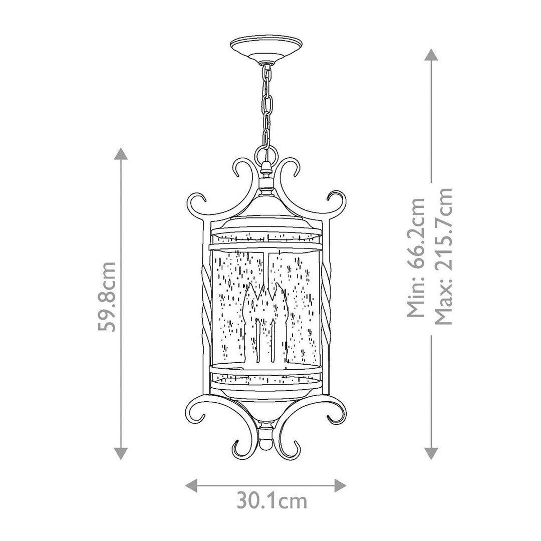 Norlys Casa 3 Light Chain Lantern HK-CASA8 Olde Black