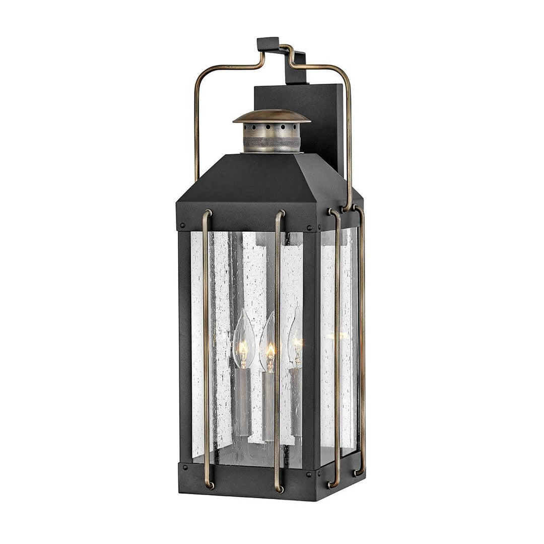 Norlys Fitzgerald 3 Light Large Wall Lantern HK-FITZGERALD2-L Textured Black with Burnished Bronze