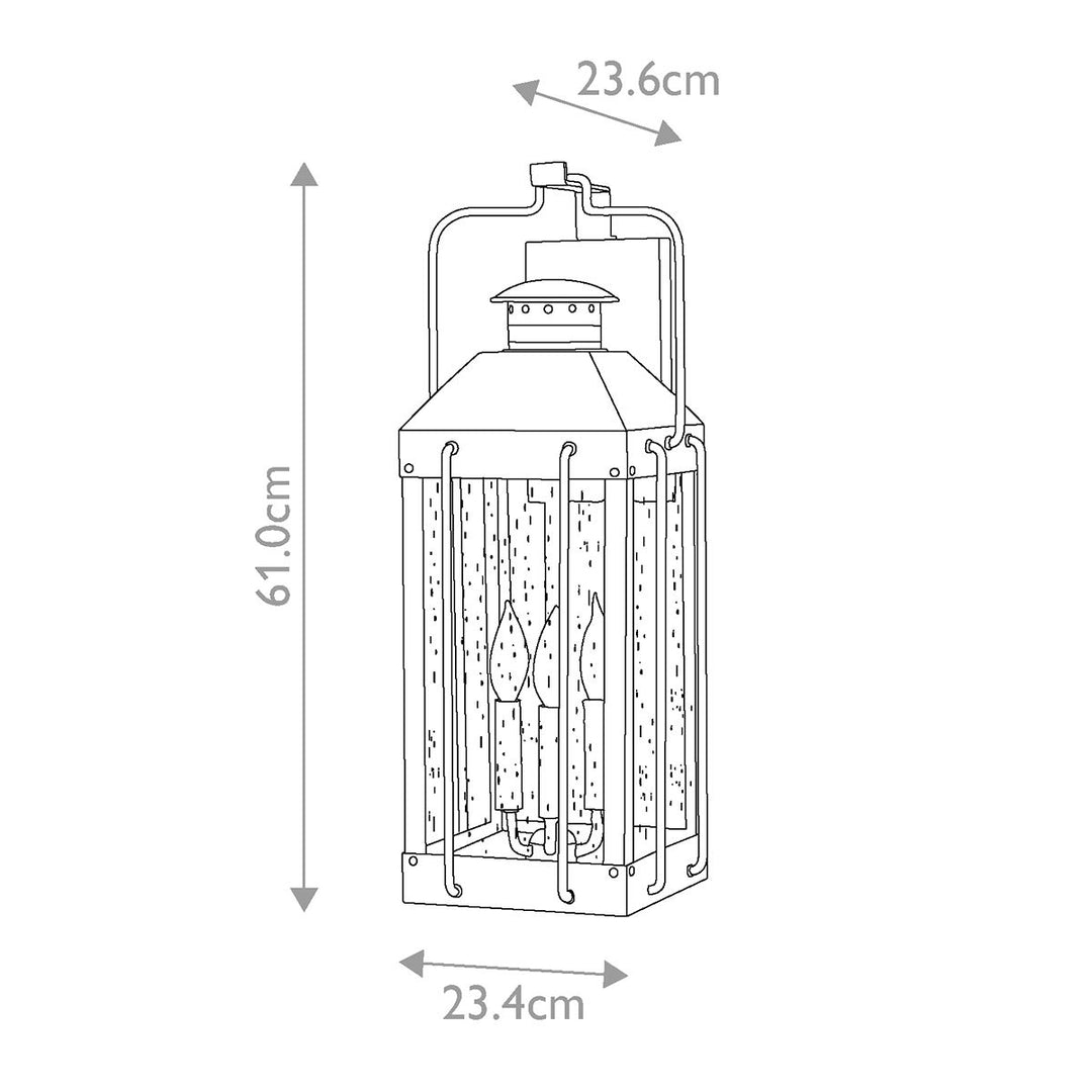 Norlys Fitzgerald 3 Light Large Wall Lantern HK-FITZGERALD2-L Textured Black with Burnished Bronze