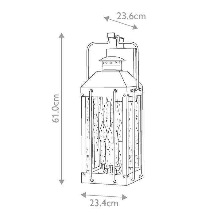 Norlys Fitzgerald 3 Light Large Wall Lantern HK-FITZGERALD2-L Textured Black with Burnished Bronze