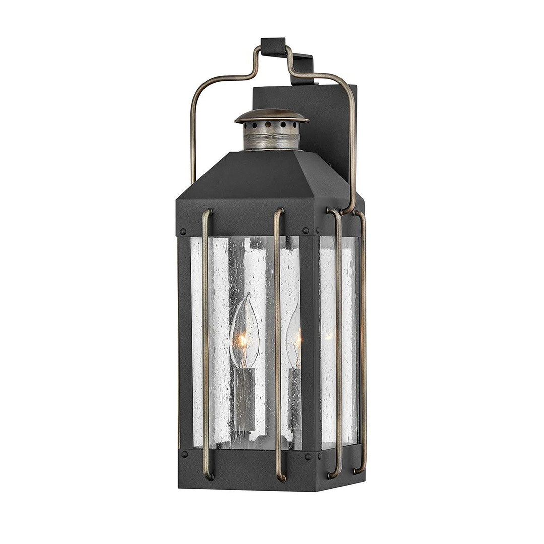 Norlys Fitzgerald 2 Light Medium Wall Lantern HK-FITZGERALD2-M Textured Black with Burnished Bronze