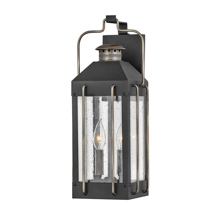 Norlys Fitzgerald 2 Light Medium Wall Lantern HK-FITZGERALD2-M Textured Black with Burnished Bronze