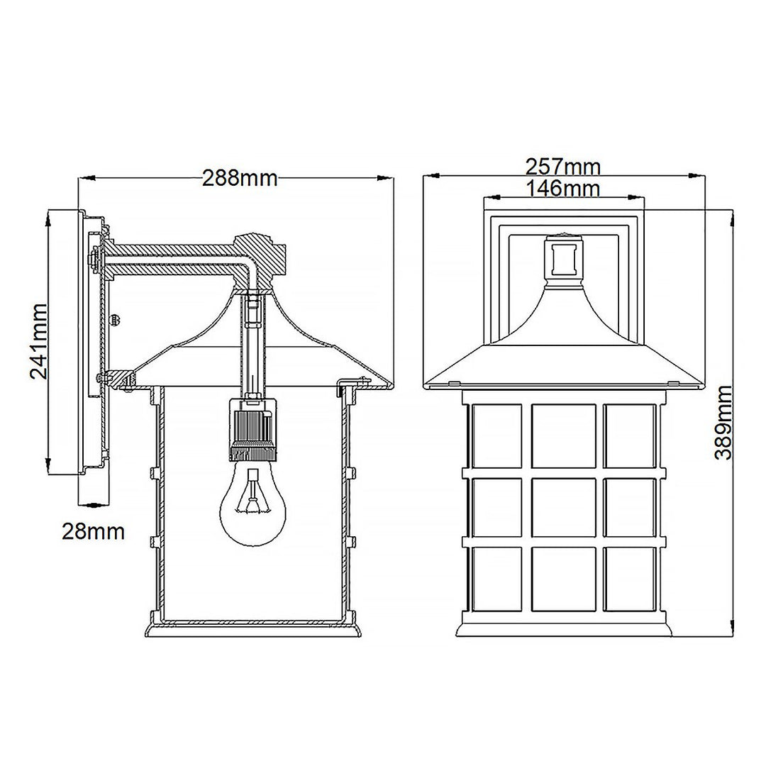 Norlys Freeport 1lt Large Wall Lantern  HK-FREEPORT2-L-TBK Textured Black