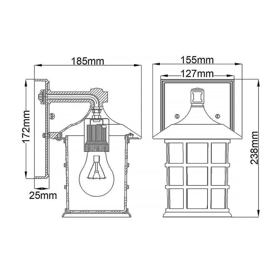 Norlys Freeport 1lt Small Wall Lantern  HK-FREEPORT2-S-TBK Textured Black