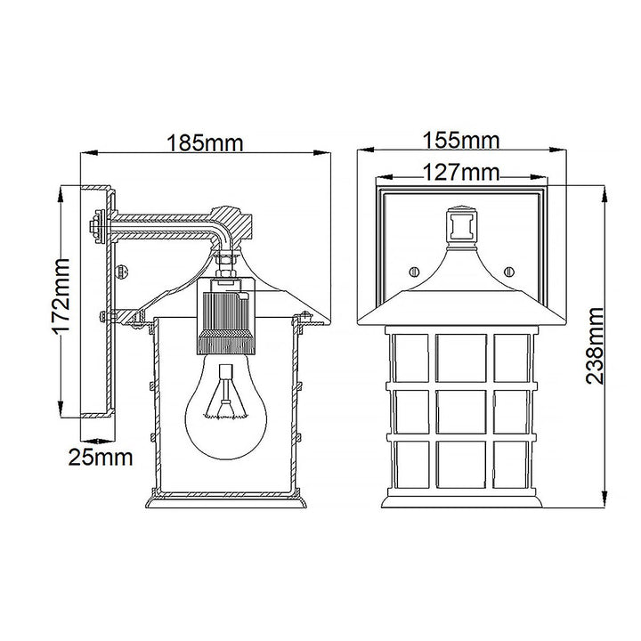 Norlys Freeport 1lt Small Wall Lantern  HK-FREEPORT2-S-TBK Textured Black