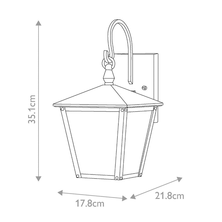 Norlys Huntersfield 1 Light Small Wall Lantern HK-HUNTERSFIELD2-S-BK Black