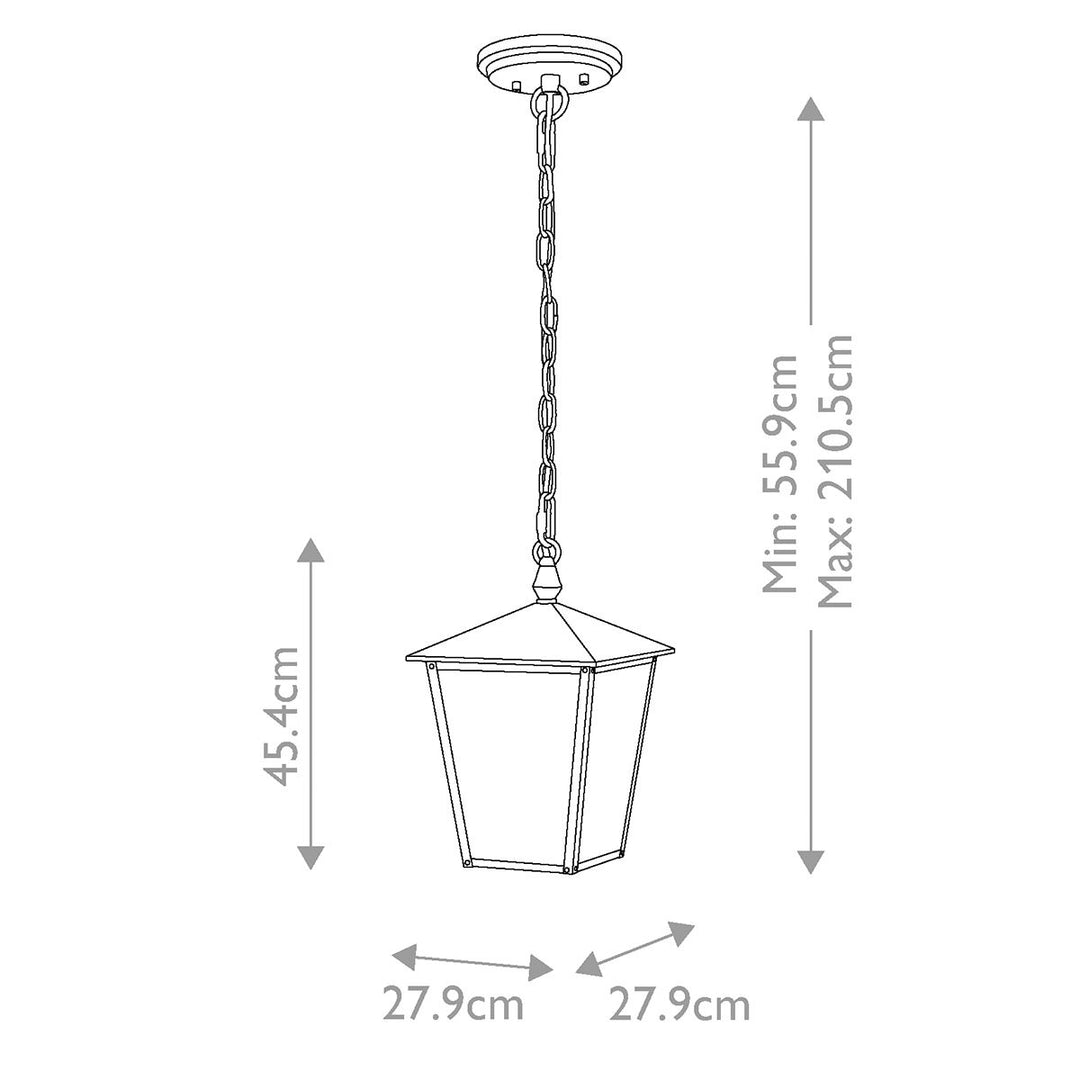 Norlys Huntersfield 3 Light Large Chain Lantern HK-HUNTERSFIELD8-L-BK Black