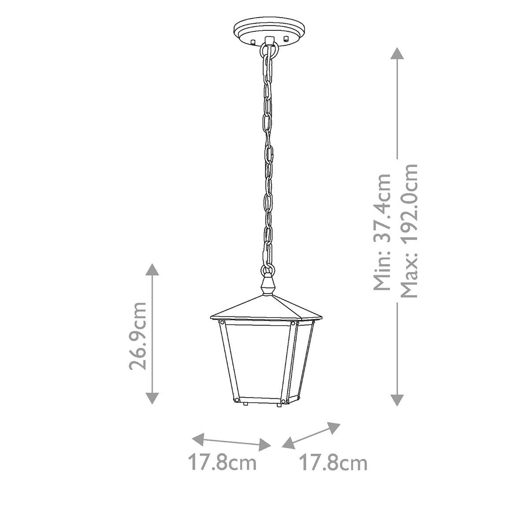 Norlys Huntersfield 1 Light Small Chain Lantern HK-HUNTERSFIELD8-S-BK Black