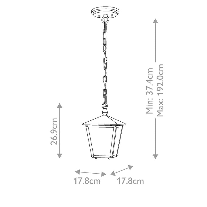 Norlys Huntersfield 1 Light Small Chain Lantern HK-HUNTERSFIELD8-S-BK Black