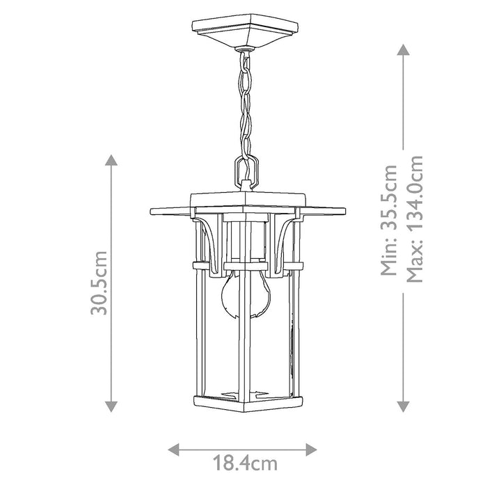 Norlys Manhattan 1 Light Chain Lantern HK-MANHATTAN8-S Oil Rubbed Bronze