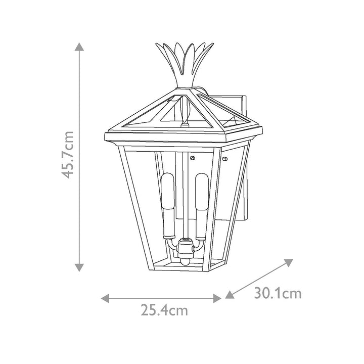 Norlys Palma 2lt Medium Wall Lantern HK-PALMA-M-BU Burnished Bronze