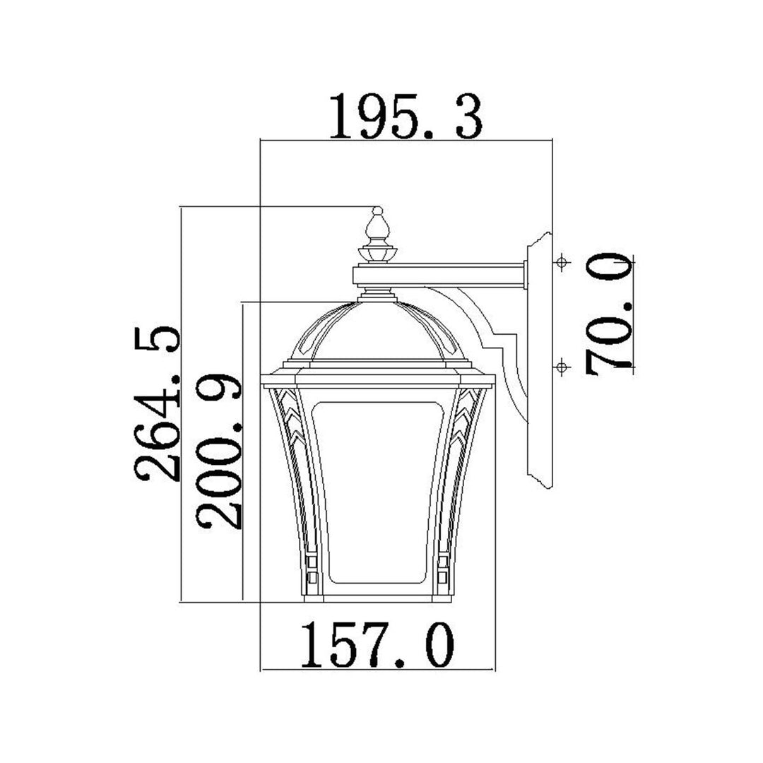 Norlys Wabash 1 Light Small Wall Lantern HK-WABASH2-S Mocha