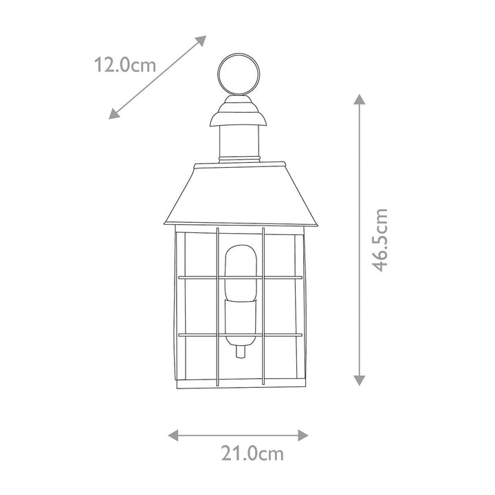 Norlys Hyde Park 1 Light Wall Lantern  HYDE-PARK-BR Aged Brass 