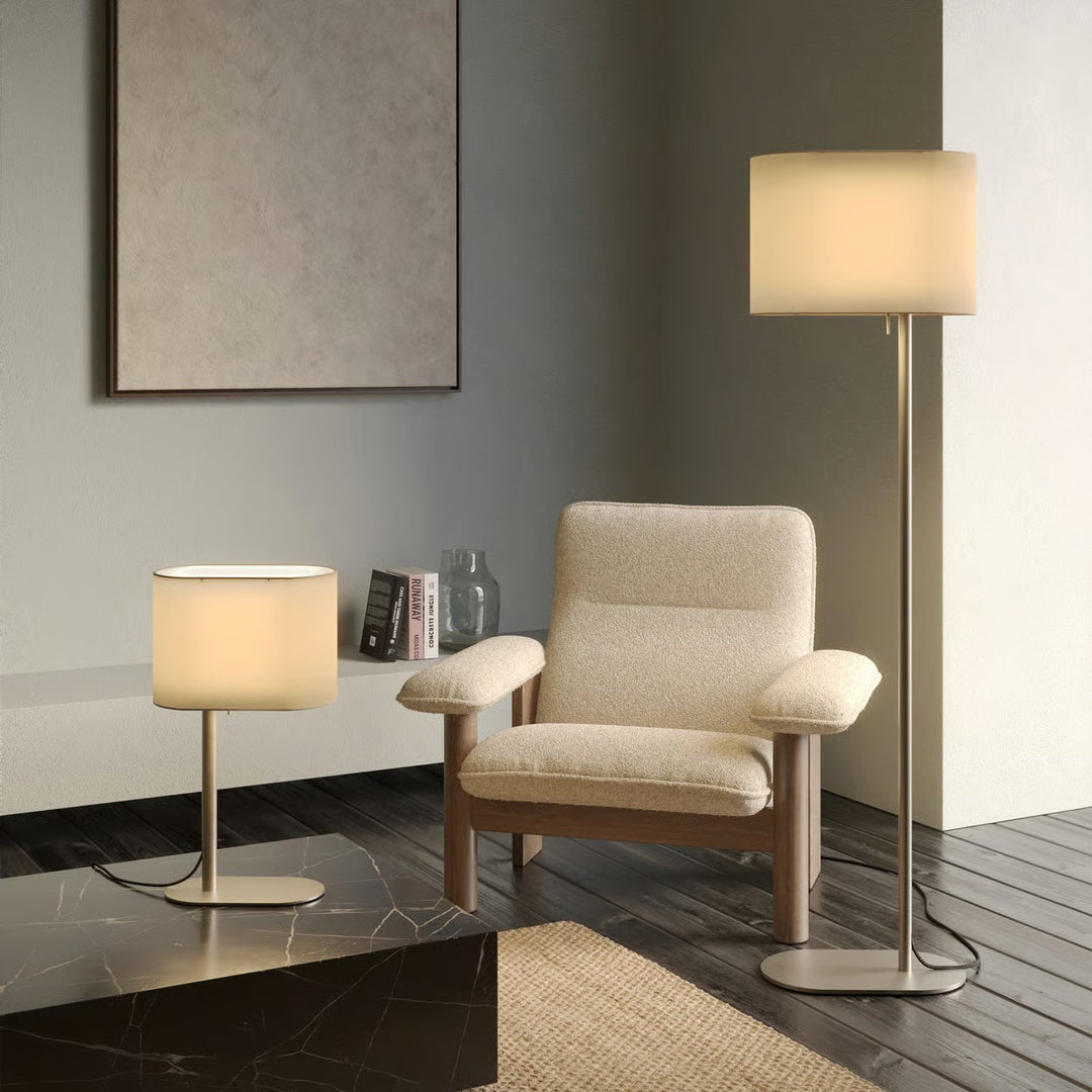 Stadium 220 fitted on a table lamp in a refined interior setting, emphasising scale