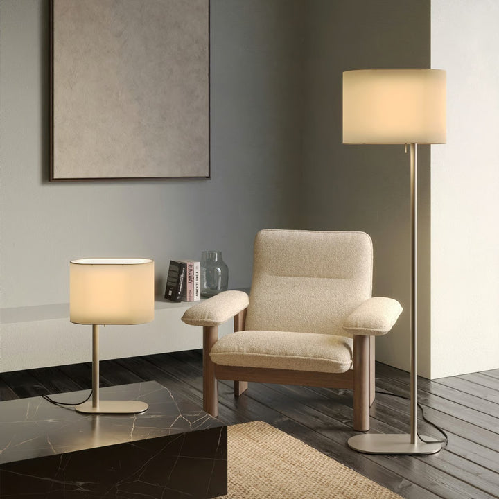 Stadium 220 fitted on a table lamp in a refined interior setting, emphasising scale