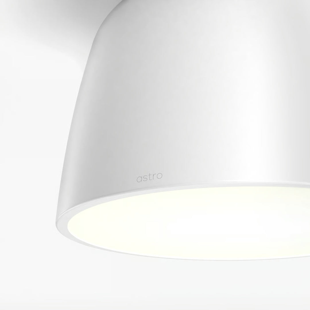 Close-up of spun steel finish and internal diffuser surface