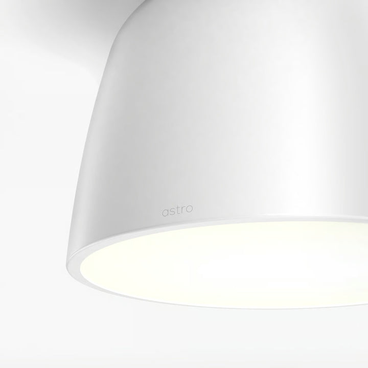 Close-up of spun steel finish and internal diffuser surface