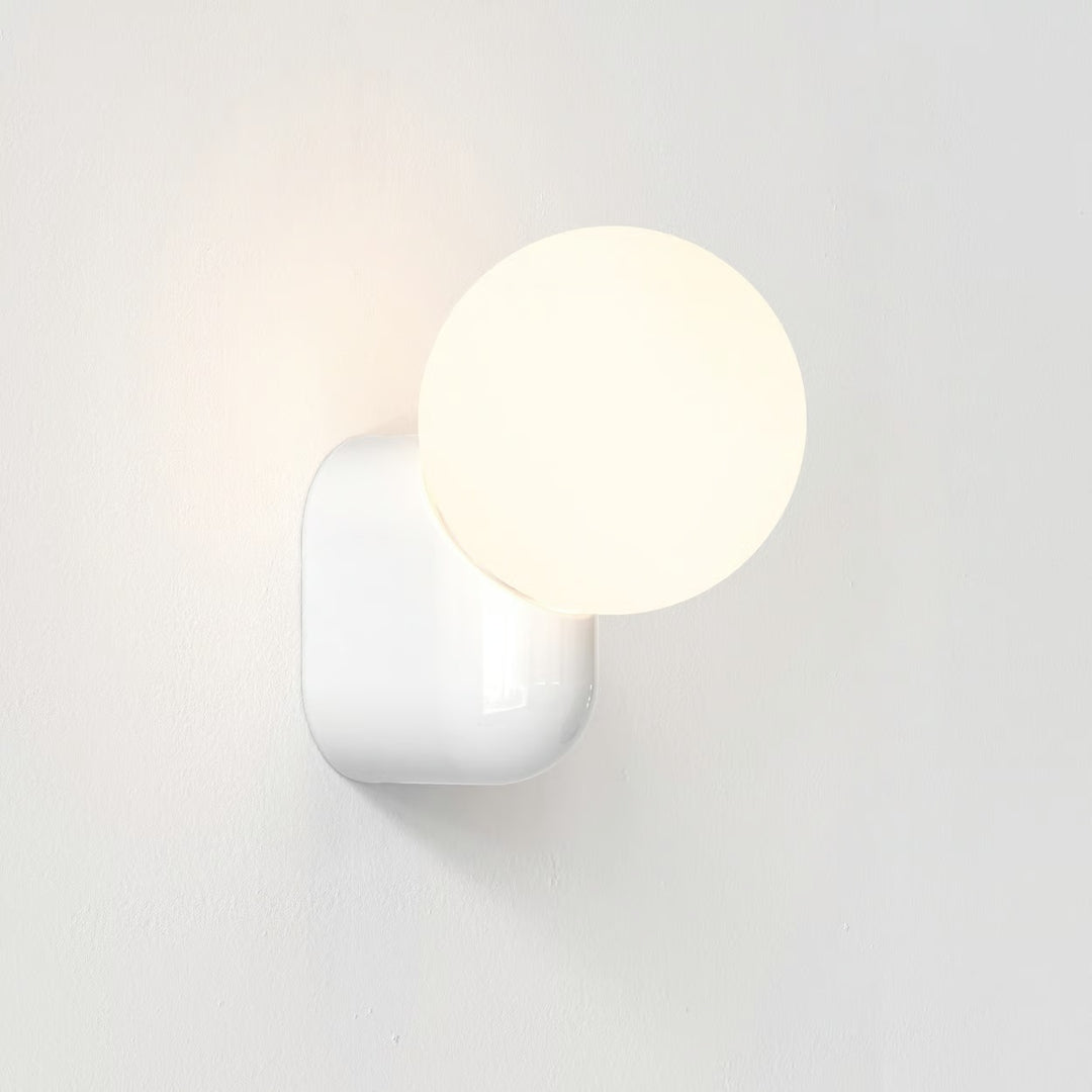 Astro Lyra wall single in gloss white ceramic with white glass shade