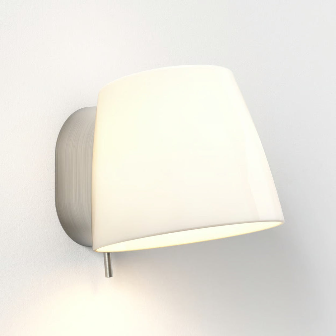 Astro Imari Fixed Wall Light in Matt Nickel with porcelain shade