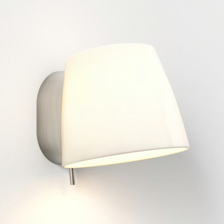 Astro Imari Fixed Wall Light in Matt Nickel with porcelain shade