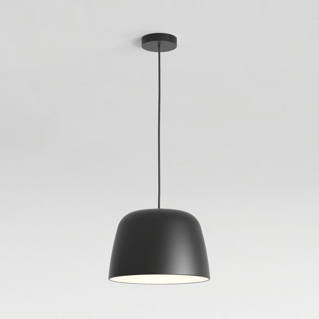 Astro Taiko Pendant 300 in Matt Black—curved spun-steel silhouette corner-lit